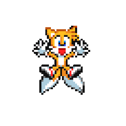 A gif of Tails from Sonic hopping